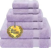 "Cotton Paradise" 6 dalių rankšluosčių rinkinys 100 % medvilniniai minkšti absorbciniai turkiški rankšluosčiai vonios kambariui 2 vonios rankšluosčiai 2 rankų rankšluosčiai 2 veido šluostės Violetinis rankšluosčių rinkinys