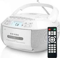 "Greadio" nešiojamasis CD grotuvas, "Boombox" kasečių grotuvas su "Bluetooth", FM radijas su nuotolinio valdymo pultu, AUX/USB atkūrimas, kasetinis magnetofonas, maitinamas kintamosios srovės kabeliu/akumuliatoriumi, LCD ekranas vaikams (baltas)