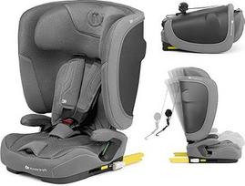 "Kinderkraft" FIX2GO i-size 76-150 cm vaikiška kėdutė su "Isofix" pagrindu iki 12 metų, saugos sistemos, aukščiausios kokybės paminkštinimas, atlenkiama, pilka
