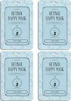 "Kocostar Retinol Happy Mask" - korėjietiškos veido kaukės nuo senėjimo su retinoliu ir niacinamidu, tinka jautriai odai, 4 vnt.