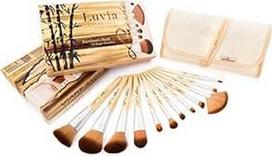 "Luvia Cosmetics" - "Bamboo's Root" - Makiažo šepetėlių rinkinys iš aukštos kokybės bambuko rankenos ir originalių Taklon plaukų - 12 šepetėlių, įskaitant rūpestingai suprojektuotą lininį maišelį - Vegan - Taip pat tinka žmonėms, alergiškiems naminių gyvū