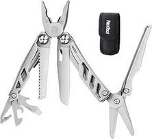 "NexTool Flagship Pro Multitools 16 in 1" sulankstomos nerūdijančio plieno daugiafunkcinės replės, kišeninis peilis su butelių ir skardinių atidarytuvu, žirklėmis, peiliu ir pjūklu stovyklavimui, remontui, dovanos vyrams, sidabrinės spalvos