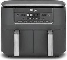 "Ninja" dviejų zonų skaitmeninė oro keptuvė, 2 stalčiai, "6-in-1", karšto oro keptuvė be aliejaus, 7,6 l, karšto oro keptuvė, "Max Crisp", kepimas, skrudinimas, kepimas, pašildymas, krepšiai, tinkami plauti indaplovėje, metalinė pilka DZ300EU