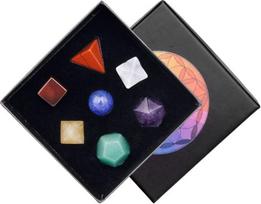 "Nupuyai" 7 čakrų kietieji Platono čakrų šventosios geometrijos akmenys, skirti Reiki meditacijai, pusbrangiai akmenys, poliruoti, skirti sėkmei ir biurų puošybai, 15-24 mm