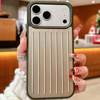 Verslo 3D gofruota juostelė Stilingas lagamino kraštas Rimowa telefono dėklas IPhone 17 Pro Max 16 15 14, lygaus paviršiaus aliuminio lydinio, sustiprintas apsaugantis nuo kritimo dangtelis iPhone 15 Pro Max auksas
