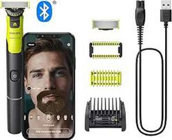 "Philips OneBlade 360 mit Konnektivität Face+Body", elektrinis barzdaskutė, raižytuvas ir kūno kirpimo mašinėlė su 360 klingsnių technologija, 360 klingsnių, 5in1 verstellbarer Kamm, kūno rinkinys, (Modelis QP4631/30)