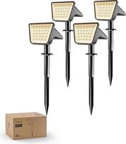 "Philips" 4 saulės prožektorių paketas lauko sodui, 28 šviesos diodai, 3000 K šiltos baltos spalvos, saulės energija varomas kraštovaizdžio apšvietimas, vandeniui atsparūs kelio žibintai, nuo sutemų iki aušros - sodui, kiemui, vejai, pėsčiųjų takui