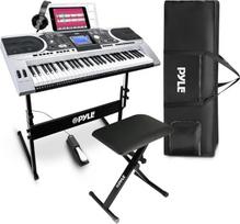"Pyle" pradedančiųjų klaviatūra 61 klavišo elektrinis pianinas su "Pitch Bend" ir "Vibrato", įskaitant stovą, kėdutę, "Sustain" pedalą, ausines ir dėklą, LCD ekranas, pianino pamokos vaikams ir suaugusiesiems