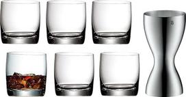 "WMF Easy Plus" 6 stiklinių rinkinys nuo džino, 300 ml stiklinė, viskio taurės ir palėpės baro matuoklė, 2 matavimo vienetai, 2 cl ir 4 cl, maža matavimo taurė, skirta tiksliai dozuoti, "Cromargan Matte" nerūdijantis plienas