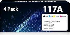 117A tonerių rinkinys, suderinamas su HP 117A W2070A W2071A W2072A W2073A, skirtas HP spalvoto lazerio daugiafunkciniams įrenginiams 178nwg 179fwg 150nw 179fnw 150a 178nw (4 vnt., juoda, žydra, purpurinė, geltona)