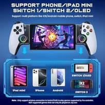 ALEEMTRY Mobilus "Bluetooth" žaidimų valdiklis iPhone/Android/Switch 2/Switch/Tische, mobilus žaidimų valdiklis Xbox/Steam/GeForce Now/MFi Apple Arcade/Roblox, patogus valdiklis su "Hall-Effekt-Joystick