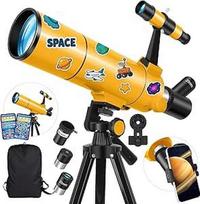 Astronomijos teleskopas suaugusiesiems ir vaikams, 80 mm atidarymo 500 mm astronominis refraktoriaus teleskopas pradedantiesiems, nešiojamasis kelioninis teleskopas su trikoju, mobiliojo telefono adapteriu
