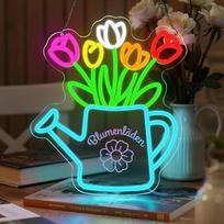 Gėlių parduotuvių neoninis ženklas langams, gėlių parduotuvių šviesos reklama, LED neoninė šviesa, pakabinamas ženklas, USB valdoma su pritemdomu jungikliu, skirtas gėlių parduotuvėms, sienų apdailai (Gėlių parduotuvės)