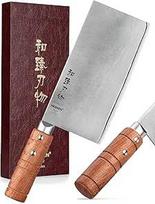 HEZHEN YM3L serija, kinų virtuvės peilis, 180 mm daržovių mėsos kapoklis, aštrus mėsininko virėjo peilis, X9Cr18MoV kompozitinis plienas, pilnas kampas, Padauk medinė rankena, su dovanų dėžute