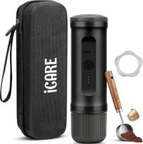 ICARE nešiojamasis kavos aparatas su baterija, "2-in-1", skirtas NS kapsulėms ir maltai kavai, savaime įkaista, USB-C greitasis įkrovimas, baterijos indikatorius, idealiai tinka stovyklavimui, žygiams, kelionėms ir kelionėms (juodas)
