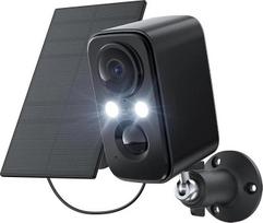 Lauko stebėjimo kameros akumuliatoriaus baterija Saulės energija: Kameros stebėjimo lauko WiFi su spalvotu naktiniu matymu PIR judesio aptikimas 2-Way Audio IP66 atsparus vandeniui Nepertraukiama apsauga visus metus