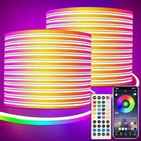 Neoninė LED juosta 30 m su nuotolinio valdymo programėlės valdymu IP65 Vandeniui atspari lanksti neoninė RGB LED juosta 24 V LED neoninė juosta, skirta miegamojo kambariui ir lauko apdailai (2 ritiniai po 15 m)