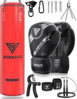 Punch Bag suaugusiems, 4 pėdų PU sunkus Punch Bag rinkinys, 12 oz pirštinės MMA Muay Thai Kickboxing mokymo namų sporto salė, kovos menai (neužpildyta)