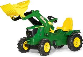 Rolly Toys John Deere 6210r traktorius su frontaliniu krautuvu ir pneumatinėmis padangomis