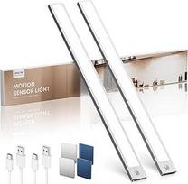 Spintos apšvietimo LED lempa su judesio jutikliu - 50 cm 3000 mAh įkraunama virtuvės šviesa su USB ir jutikliu - reguliuojamo apšvietimo spintelės šviesa, laiptų šviesa - vitrinų apšvietimas, magnetinis | 2 vnt.