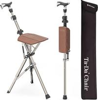 STEP2GOLD TA-Da Chair PRO - vaikščiojimo lazda su sėdyne, itin lengvas aliuminio rėmas ir tvirta sulankstoma taburetė (iki 120 kg), sulankstoma konstrukcija, idealiai tinka kelionėms ir ekskursijoms, reguliuojamas aukštis