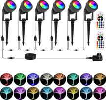 T-SUNUS sodo prožektorius LED RGB 6 sodo apšvietimas RGB su nuotolinio valdymo pulteliu IP65 atsparus vandeniui 16 spalvų ir 4 režimų sodo apšvietimas su įžeminimo smaigaliu 12 V lauko keliui sode Kalėdos