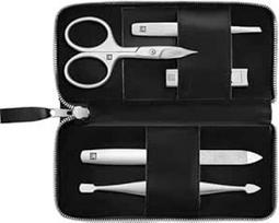ZWILLING Manikiūro ir pedikiūro rinkinys, 5 dalių nagų žnyplių rinkinys Vegan Apple Leather Case Black