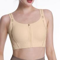 Front Zip Seamless High-Impact Fixed-Cup Sports Bra for Yoga and Fitness XXL (70-77.5kg) smėlis