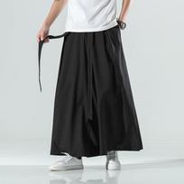 Kiniško stiliaus Harajuku lino medvilnės lino kelnės vyrams japoniško kimono kelnės vyrams gatvės apranga vasara retro plačių kelnių klešniais XXXXXL juoda