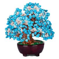 Prosperity 18cm Laimės pinigų medis Dirbtinė stalo dekoracija Feng Shui medis Dovana Statulėlė Laimės medis Bonsai Namams mėlyna