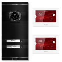VDM10 2.0 video domofonas | Pilnas komplektas su keičiamu vardiniu skydeliu | 2 skambinimo mygtukai | Plug & Play | RAL 9005 Juoda | Neo