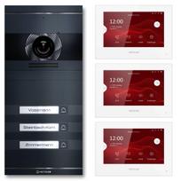 VDM10 2.0 video domofonas | Pilnas komplektas su keičiamu vardiniu skydeliu | 3 skambinimo mygtukai | Plug & Play | RAL 7016 Antracitas | Neo
