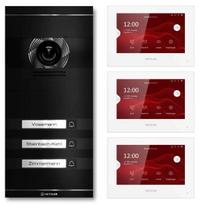 VDM10 2.0 video domofonas | Pilnas komplektas su keičiamu vardiniu skydeliu | 3 skambinimo mygtukai | Plug & Play | RAL 9005 Juoda | Neo