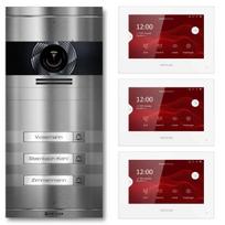 VDM10 2.0 video domofonas | Pilnas komplektas su keičiamu vardiniu skydeliu | 3 skambinimo mygtukai | Plug & Play | Šlifuotas nerūdijantis plienas | Neo