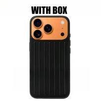 3D banguotos juostelės stilingas verslo bagažo dėklas IPhone 17 Pro Max 16 15 14 13, metalo ledo pojūčio galinė dalis, originalus RIMOWA, atsparus smūgiams, tvirtas dėklas iPhone17 juoda