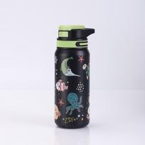 Children's Stainless Steel Insulated Water Bottle with Straw, 316 Stainless Steel, Large Capacity, Portable Sports Cup 600ml Gradient Print white