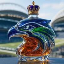 Seattle Seahawks Viski butelis Borosilikatinio stiklo Seahawk galvos viskio butelis painted eagle head crown cover