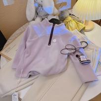 Children's Korean Style Thick Fleece Half-Zip Hoodie with Stand-Up Collar for Medium and Large Kids 73 (Height 65-73cm)