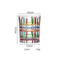 Italy Zecchin Design Multicolor Crystal Whisky Glasses Gothic Old Fashioned Rock Glass Hand Painted Dazzle Color Whisky Tumbler 270-310ml