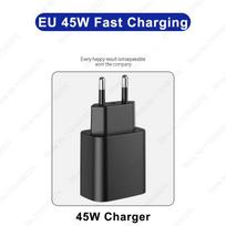 Samsung 45W greitam įkrovikliui Samsung Galaxy S25 S23 S22 S24 Ultra Plus A54 A35 A55 5G USB Type C įkroviklis Greito įkrovimo laidas EU 45W Black Charger