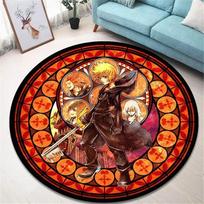 Cartoon Kingdom Hearts Printed Round Carpet Living Room Bedroom Non -slip Carpet Floor Mats Bedroom Decor Birthday Gift 40x40cm flannel