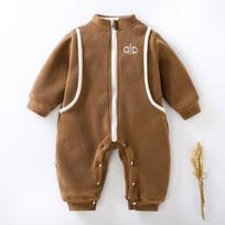Unisex Long-Sleeve Footed Jumpsuit Winter Onesie with Zipper (ALO) 66 cm ruda
