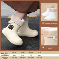Vaikščioti neslystantys, vandeniui atsparūs lietaus batai su aksominiu pamušalu - Trumpi guminiai batai berniukams ir mergaitėms Inner length 210mm, fits size 31-32 pilkšvai balta