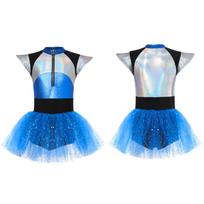 Vaikų mergaičių „Alien Cosplay“ kostiumas „Cheerleading“ suknelė Blizganti „Sangles“ suknelė „Halloween“ suknelė „Performance“ 5-6 Years mėlyna