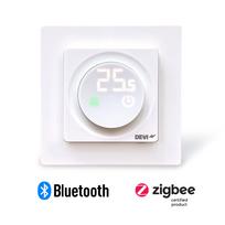 Termostatas DEVIreg™ Display Connect, baltas,  grindų+patalpos, 16 A, valdomas Zigbee arba Bluetooth