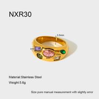 18K Gold Plated Geometric Zircon Ring: Light Luxury Non-Fading Stainless Steel Fashion for Women Size: 7