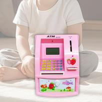 ATM taupyklė vaikams Švietimo žaislas Automatinė pinigų vyniojimo taupymo dėžutė Strawberry white