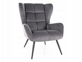 Louis Velvet Grey fotelis iš Signal Meble – modernus komfortas iš minkšto veliūro