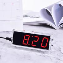 Pasidaryk pats skaitmeninio laikrodžio rinkinys: 51 mikrovaldiklių mokymai, litavimo komponentai pradedantiesiems Red with Case 51 Clock (Parts)