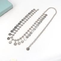 Ethnic Style Women's Tassel Coin Waist Chain for Belly Dance and Fashion Dresses sidabras